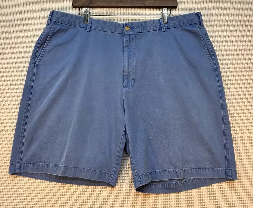 Peter Millar Men's Flat Front Chino Gold Shorts Size 42 Blue Washed Twill Casual